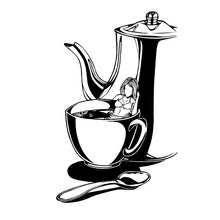Load image into Gallery viewer, Drawing of a woman in a coffee cup
