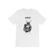 Load image into Gallery viewer, White t-shirt with the Umeå design with northern Swedish animals.
